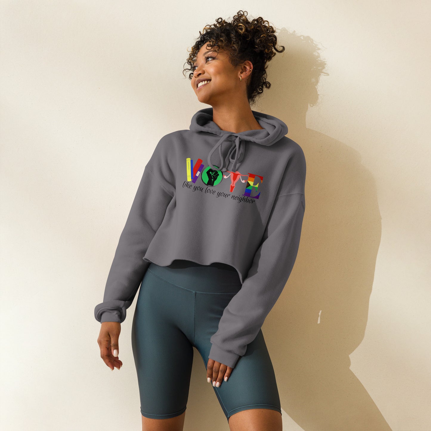 Vote Like You Love Your Neighbor Crop Hoodie